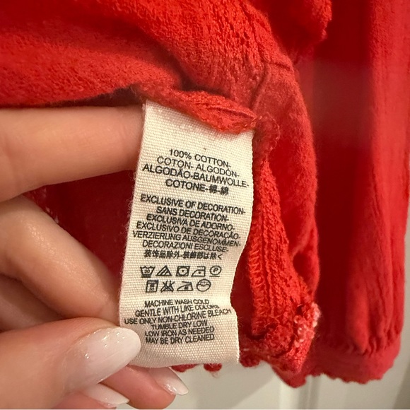 Free People Amy Red Floral Embroidered Cottagecore Top - Picture 11 of 11